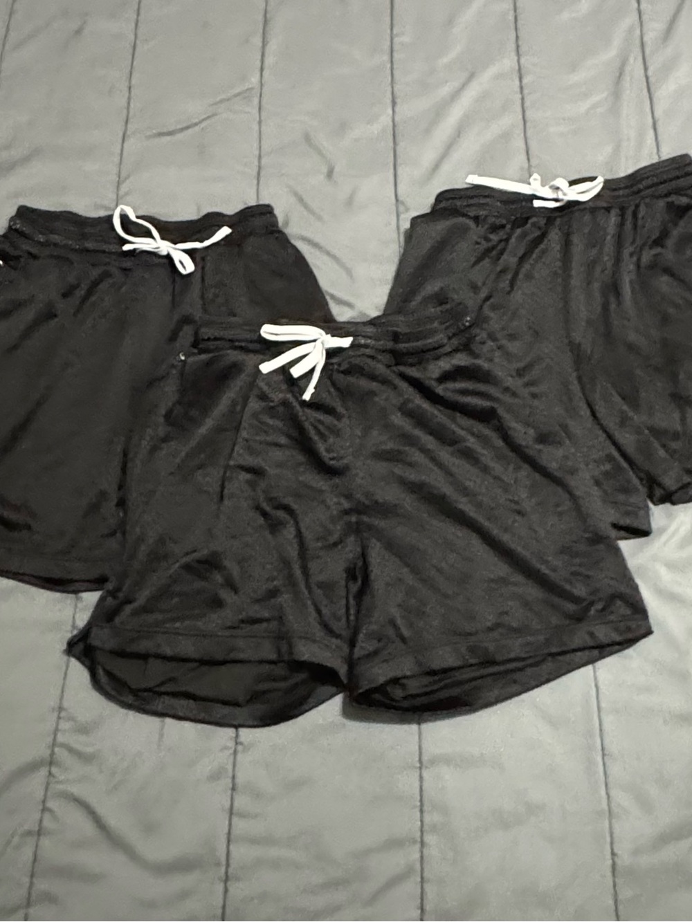 BLACK MESH DRAWSTRING SHORTS ADULT SIZE MEDIUM - 3 Pack - Pockets with Zipper